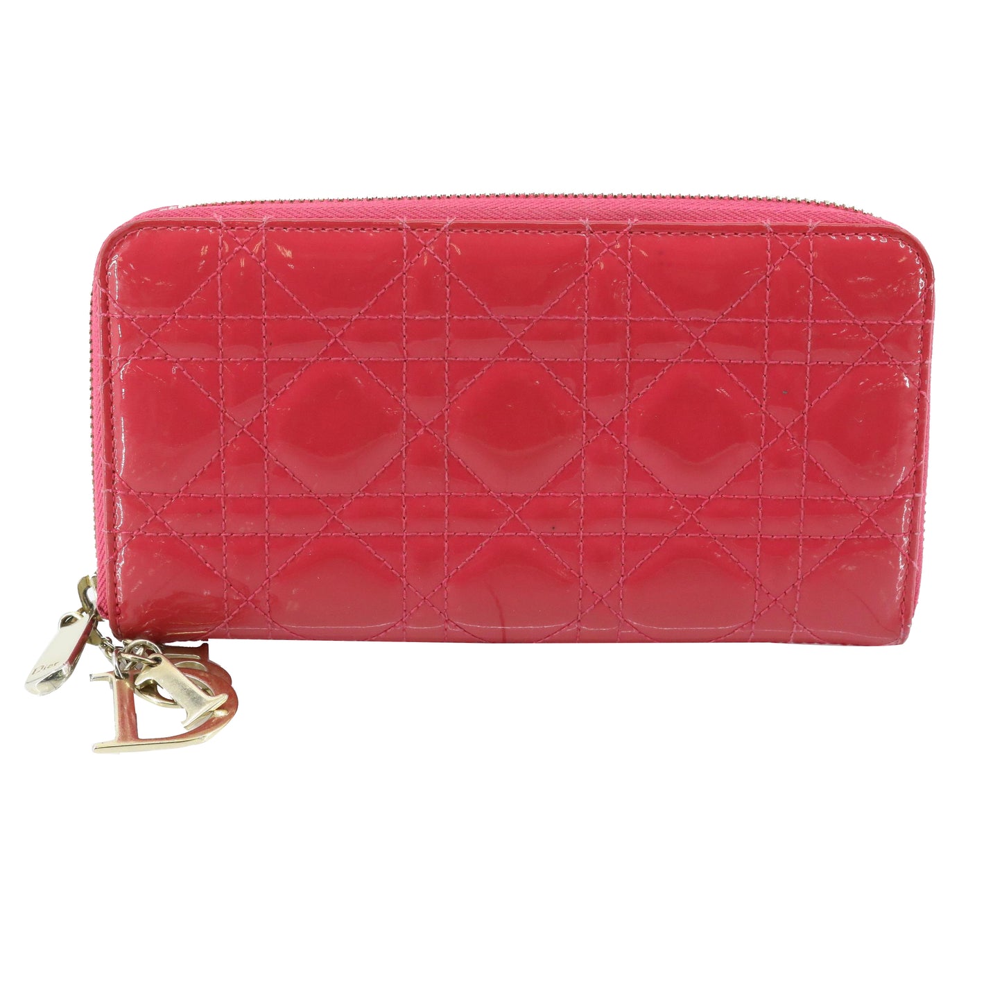 Pink Leather Zippy Long Wallet