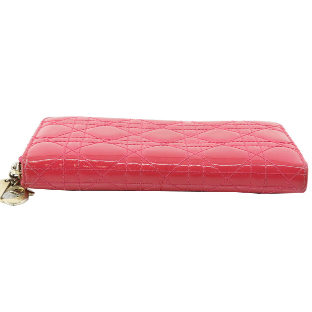 Pink Leather Zippy Long Wallet