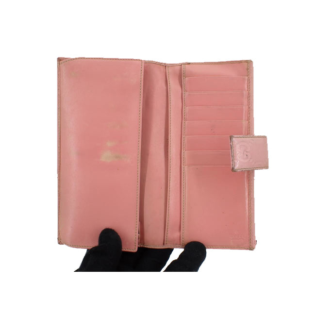 Pink Leather Long Wallet