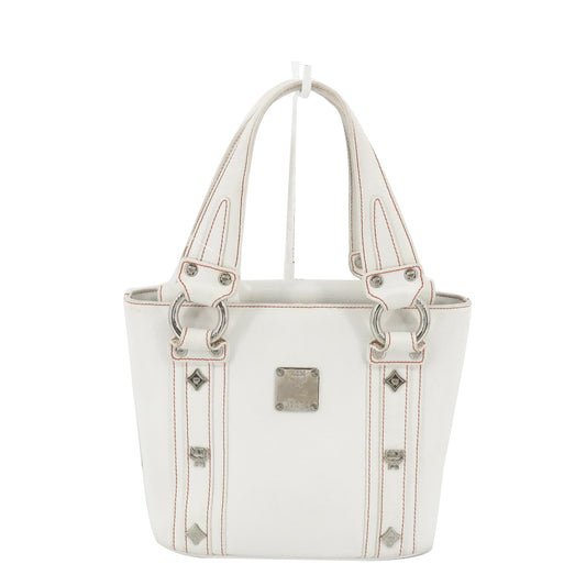 White Leather Tote Bag