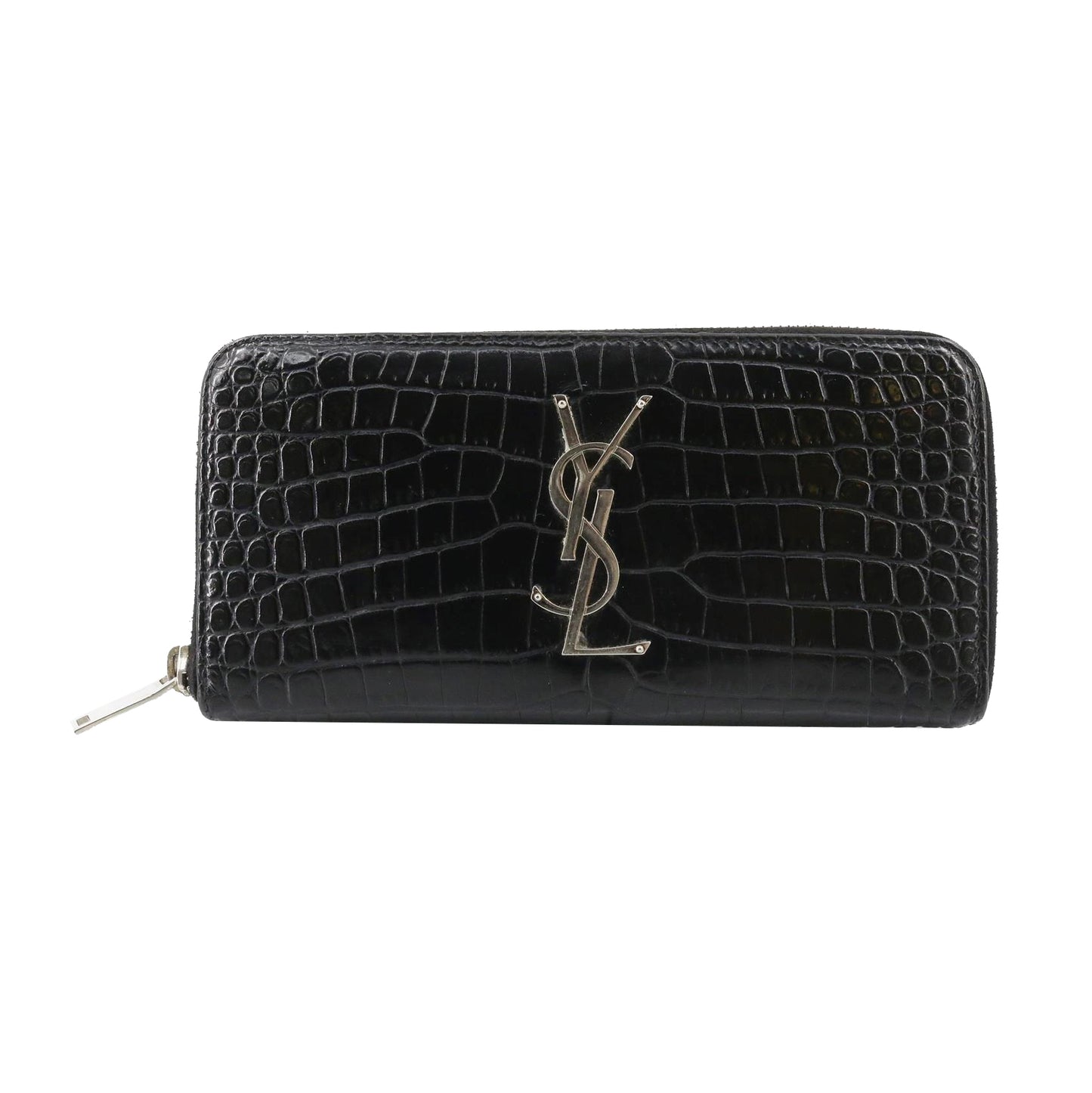 Black Crocodile Leather Zippy Wallet