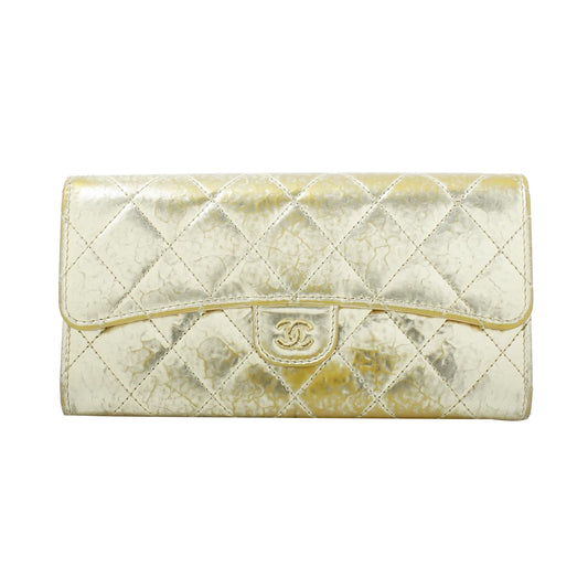 Golden Leather Long Wallet