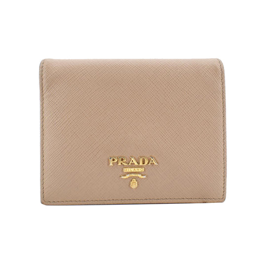 Beige Saffiano Bi-fold Wallet