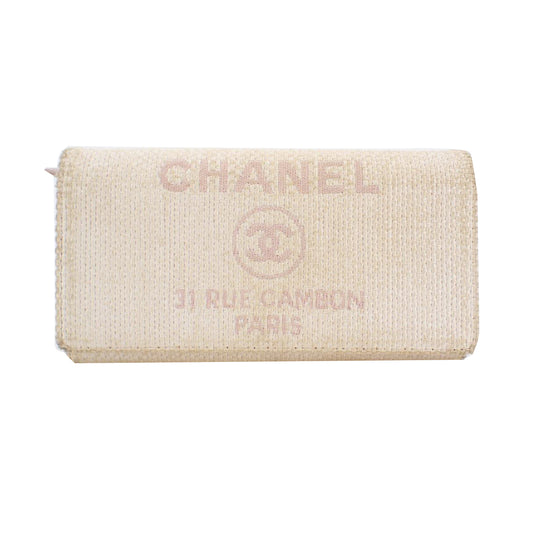 Beige Coco Mark Long Wallet