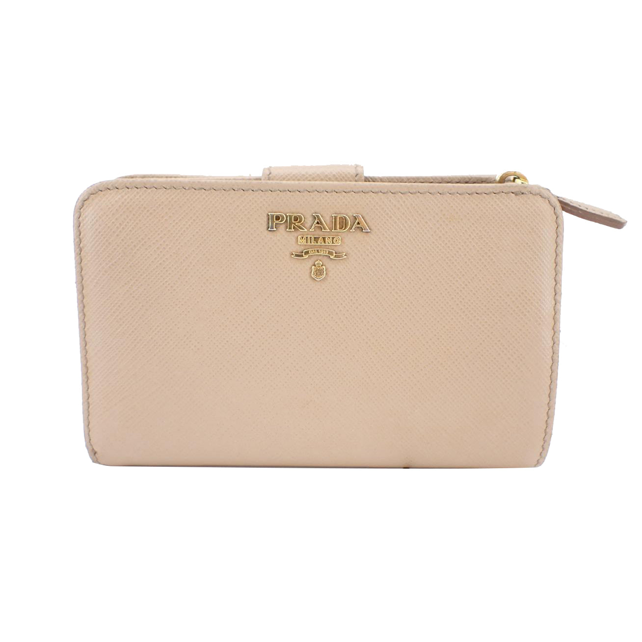 Beige Saffiano Compact Wallet