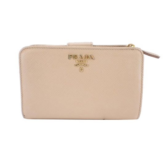 Beige Saffiano Compact Wallet