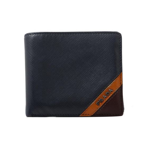 Blue Saffiano Bi-Fold Wallet