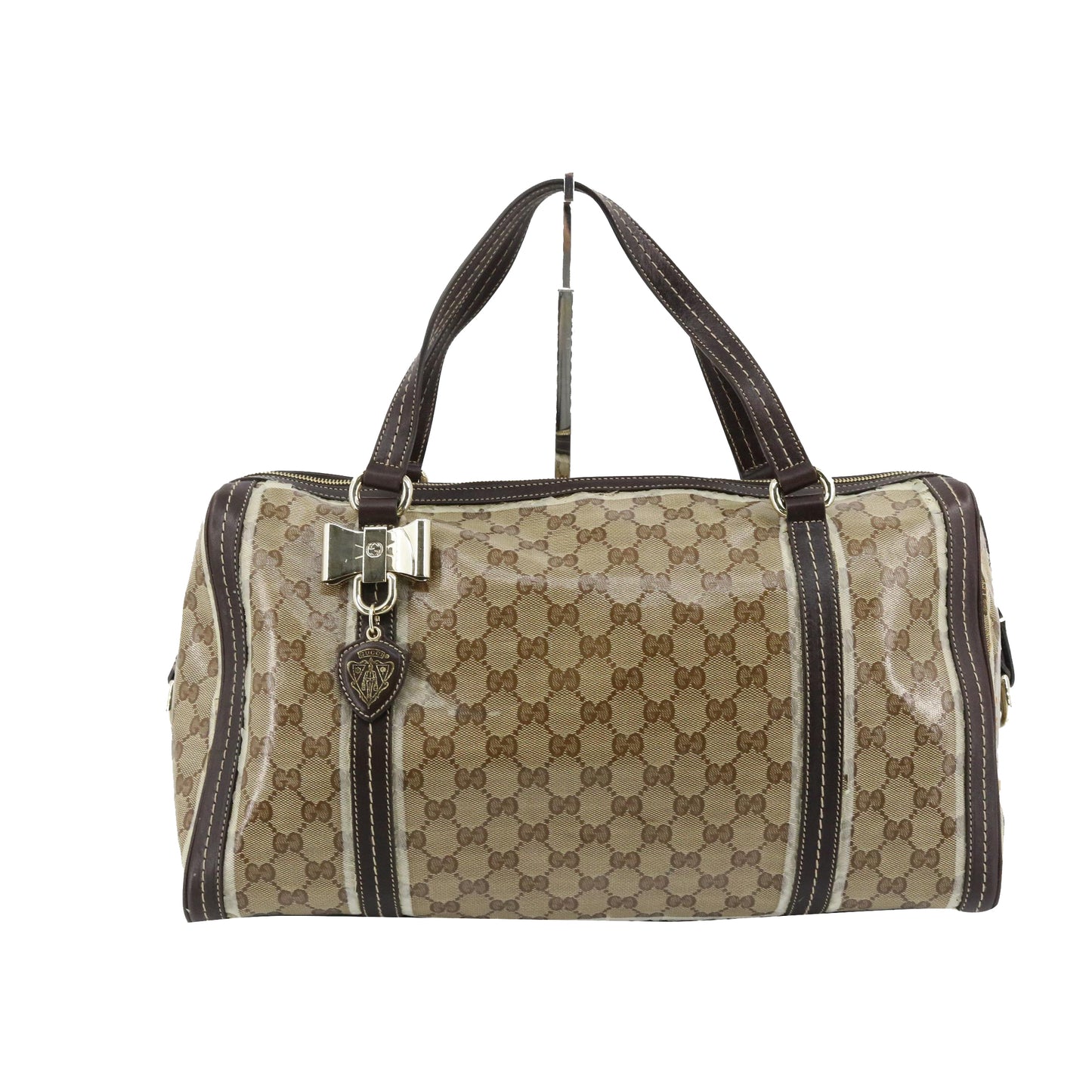 Ivory GG Canvas Boston Bag