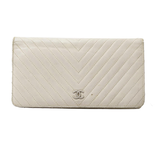 Ivory Leather Long Wallet