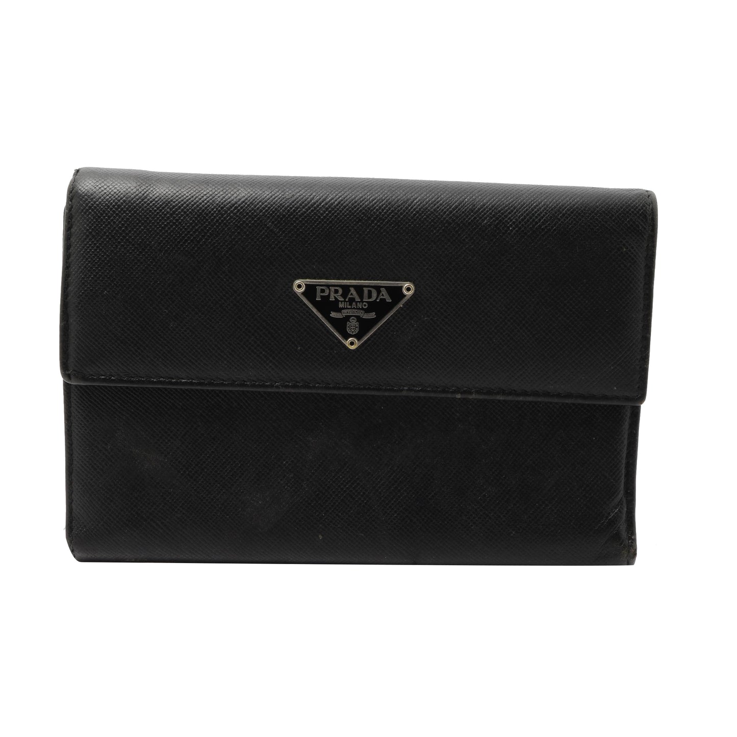 black Saffiano Tri-fold Wallet