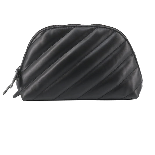 Black Leather Cosmetic Pouch