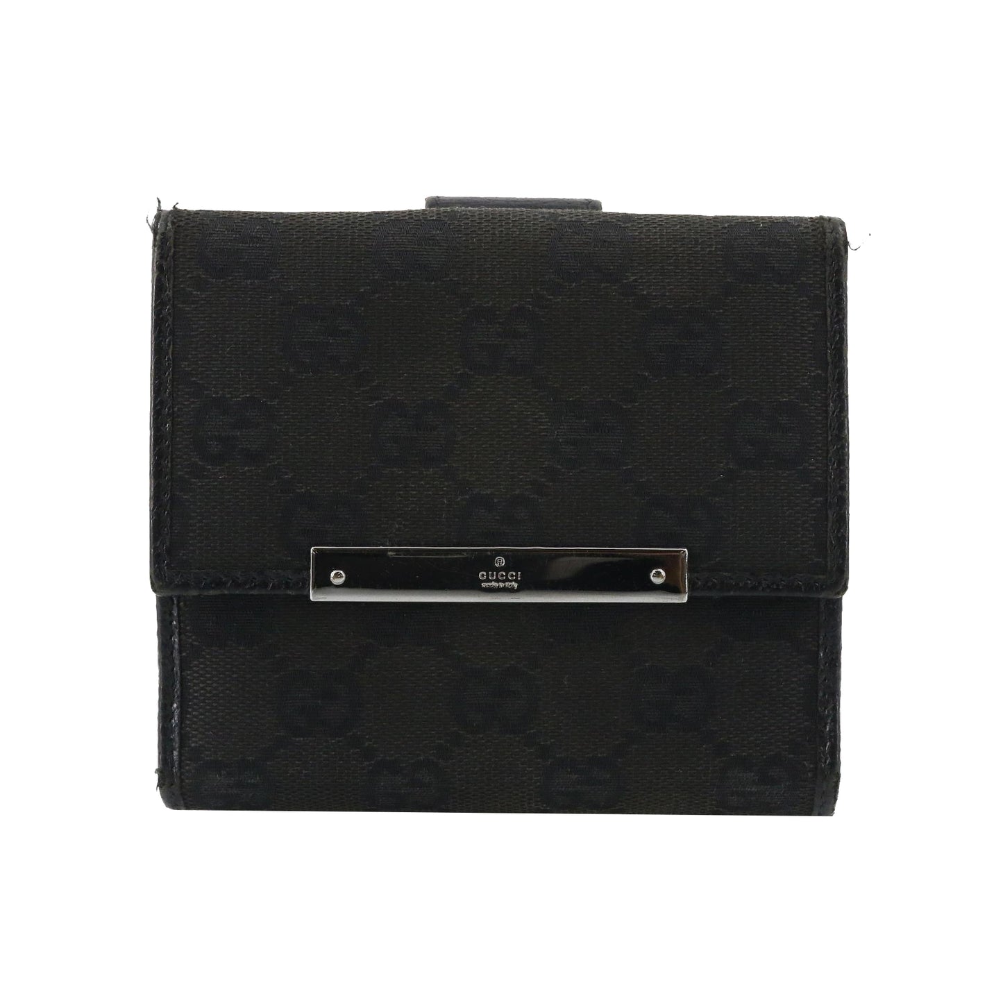 Black GG Canvas Compact Wallet