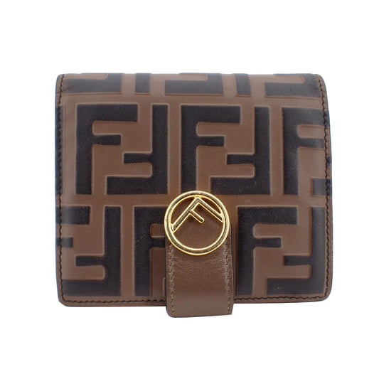 Brown Fendi Zucca Compact Wallet