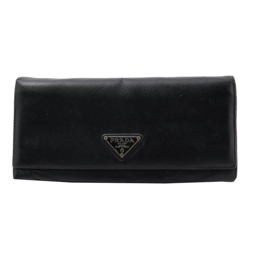 Black Saffiano Long Wallet