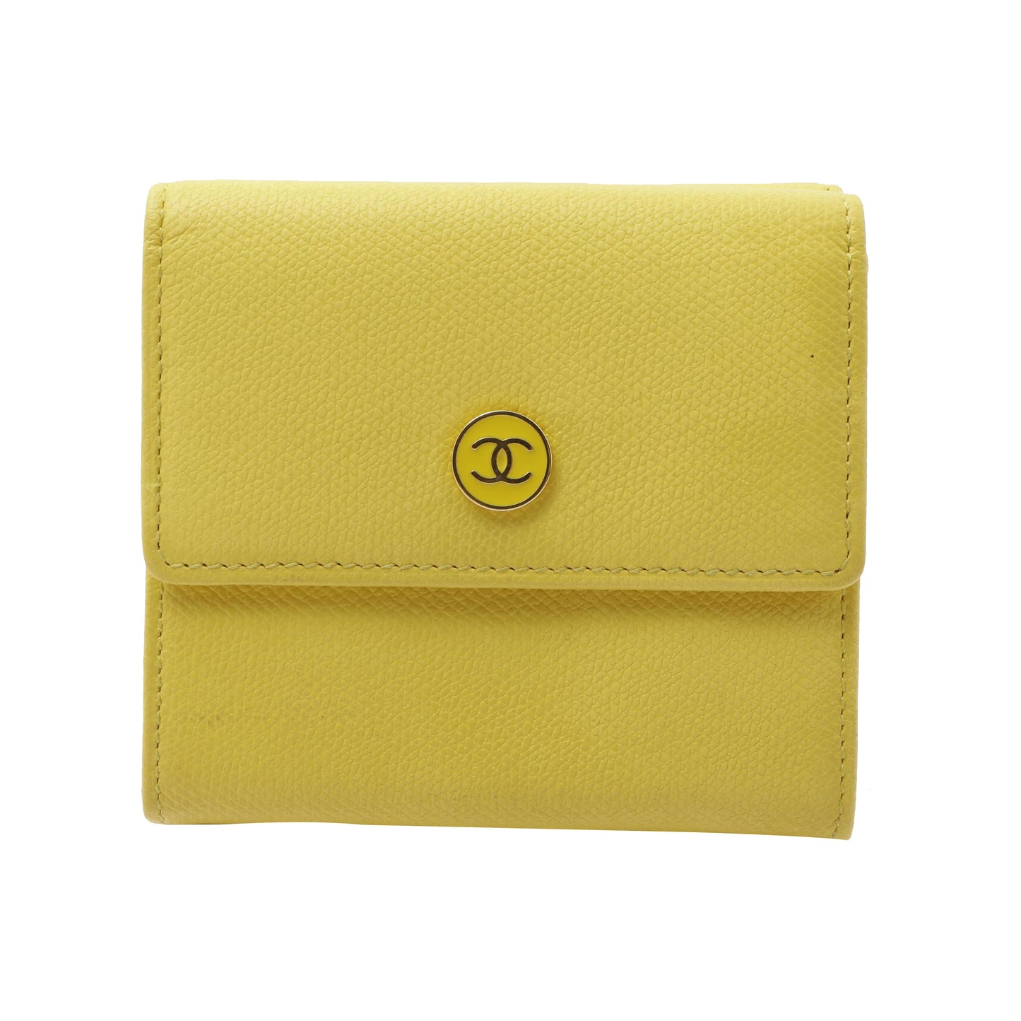 Yellow Leather Bi-fold Wallet