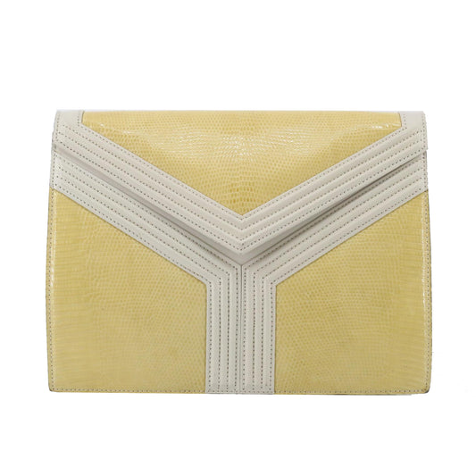 Yellow Lizard Embossed Leather 2-way Shoulder bag