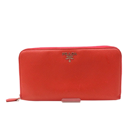 Red Saffiano Zippy Long Wallet