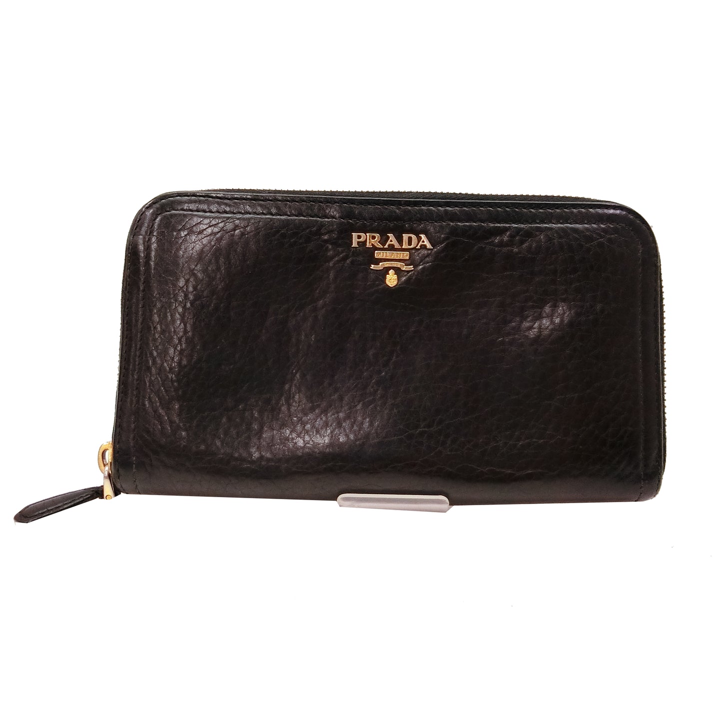 Black Leather Zippy Long Wallet