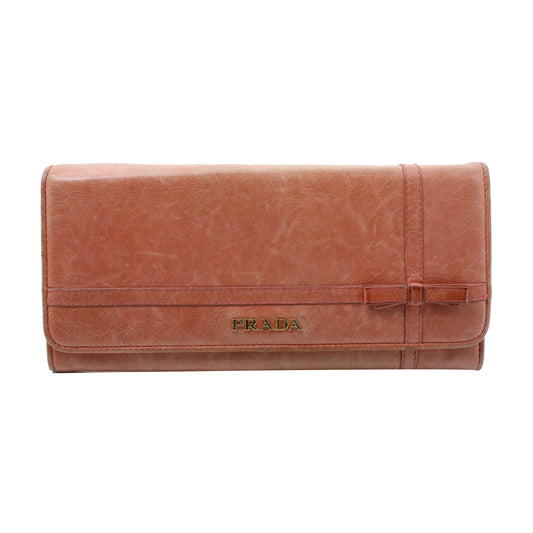 Pink Leather Long Wallet