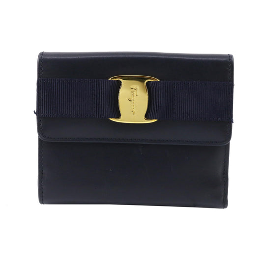 Blue Vara Leather Compact Wallet