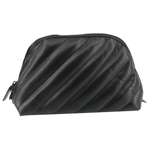 Black Leather Cosmetic Pouch