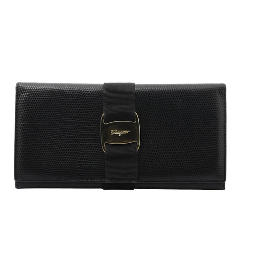 Black Vara Leather Long Wallet