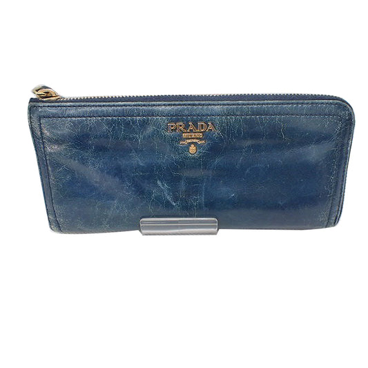 Blue Leather Long Wallet