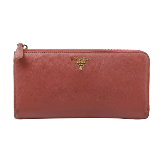 Pink Leather Long Wallet