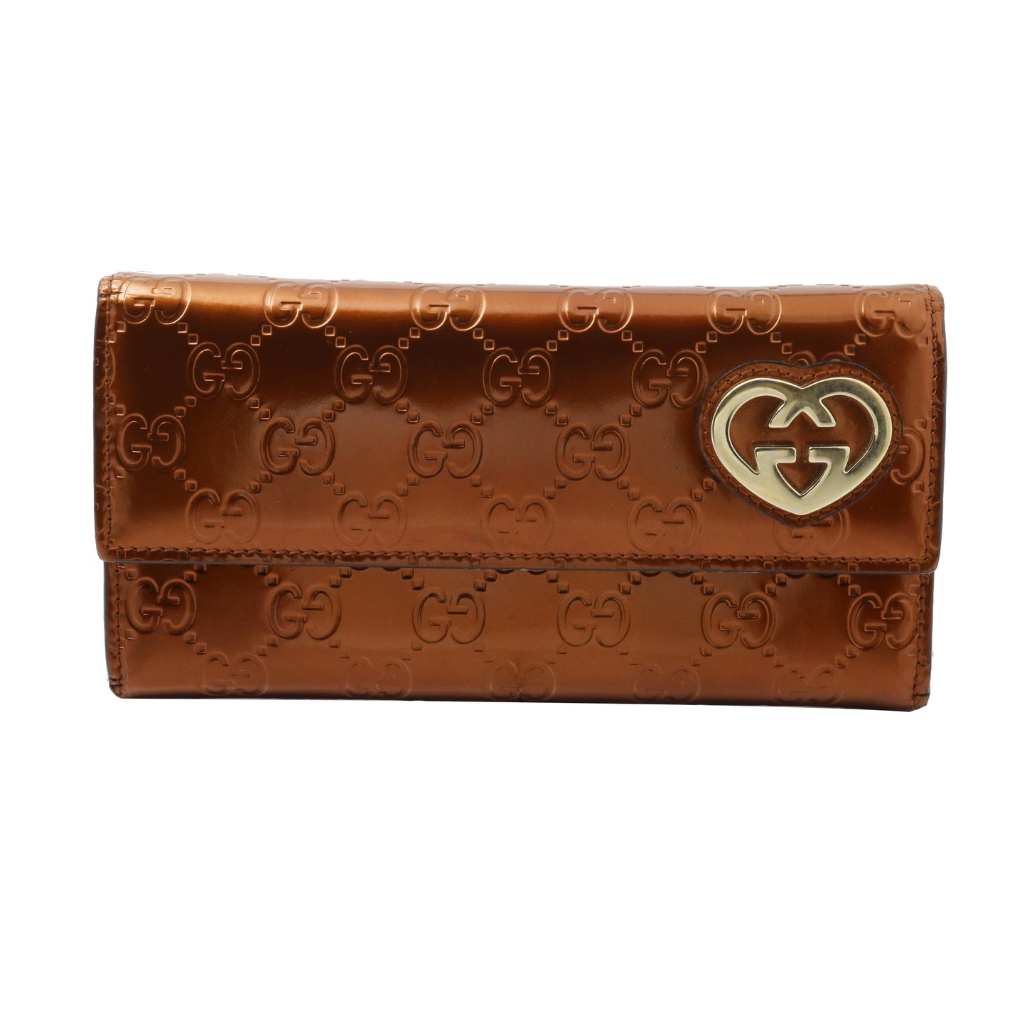 Bronze Sima Heart Bi-fold Long Wallet