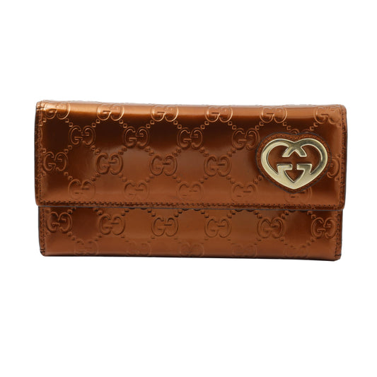 Bronze Sima Heart Bi-fold Long Wallet