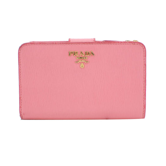 Pink Saffiano Folding Wallet