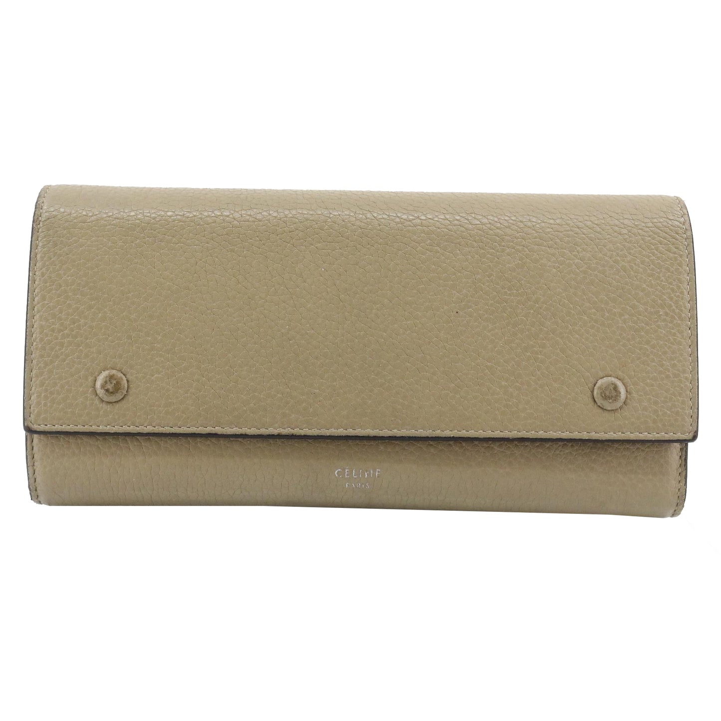 Beige Leather Long Wallet