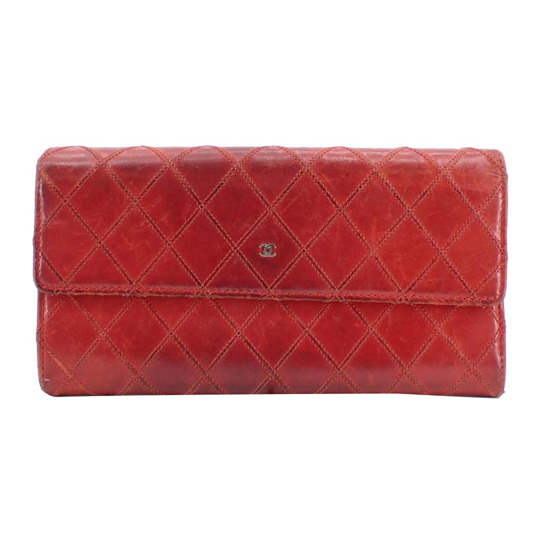 Red Leather Long Wallet