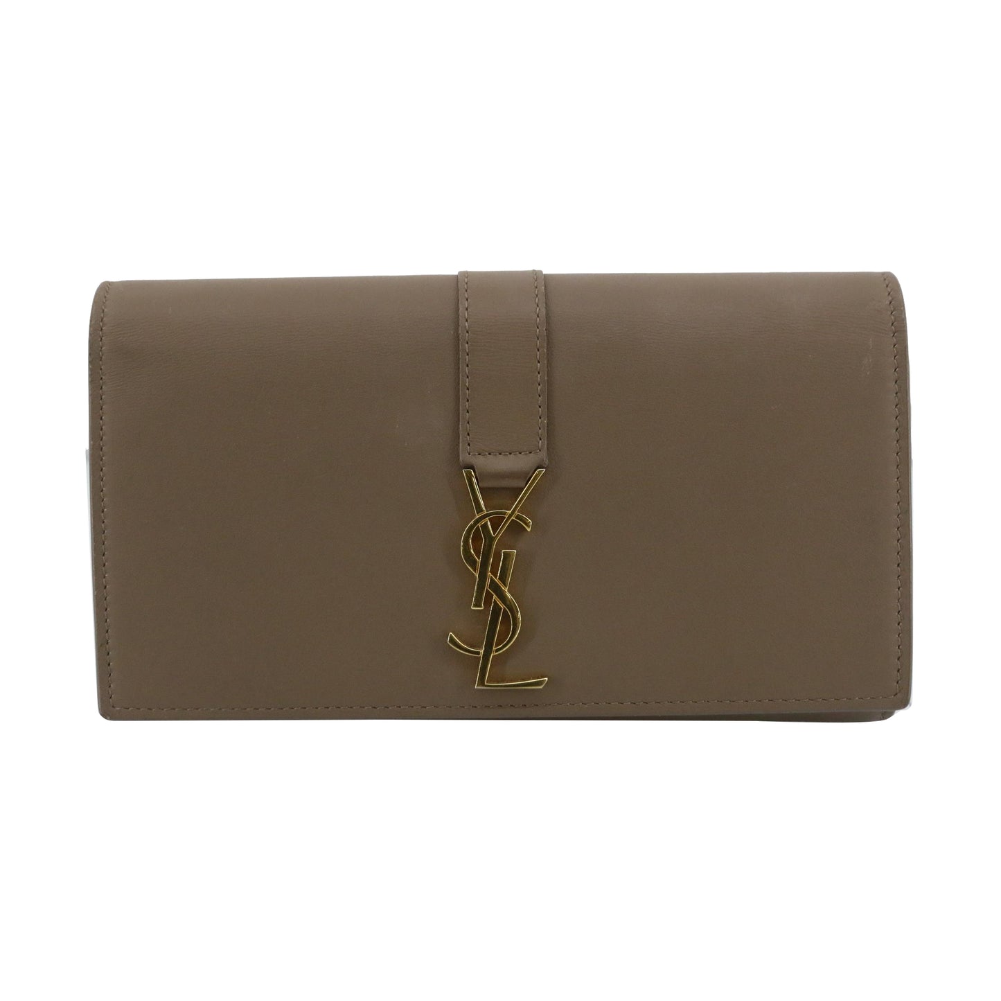 Beige Leather Long Wallet