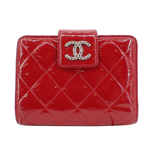 Red Enamel Compact Wallet