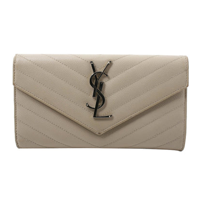 Beige Caviar Cassandra Long Wallet