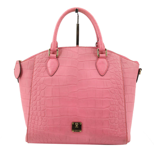 Pink Leather Tote Bag