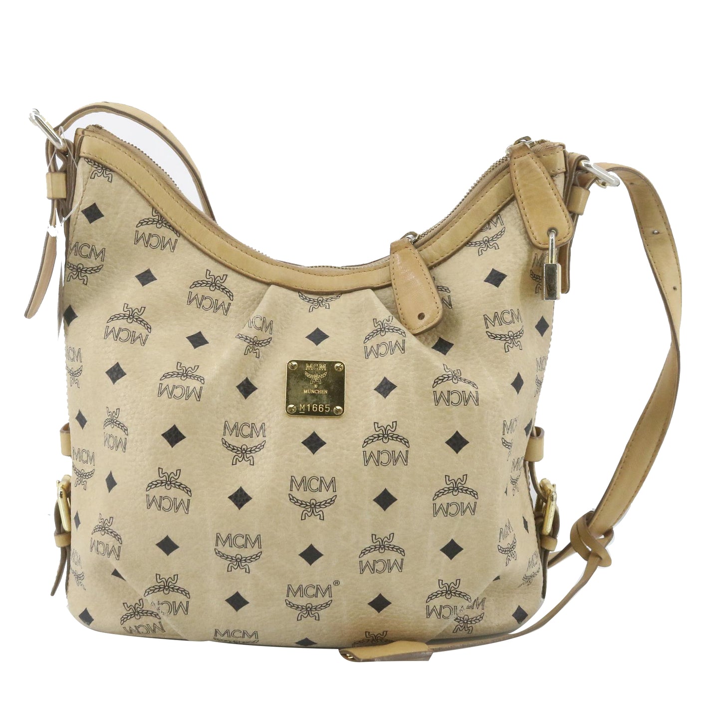 Beige Leather Shoulder Bag