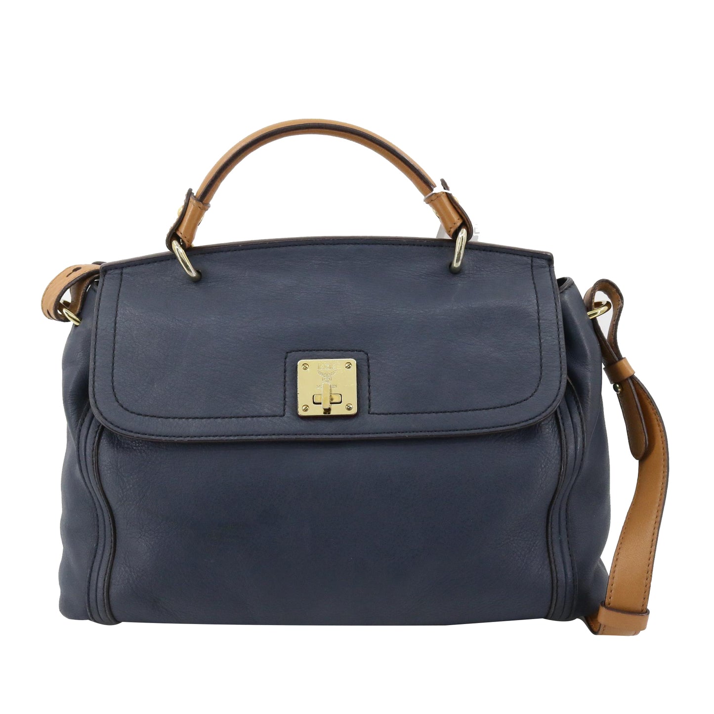 Blue Leather 2Way Shoulder Bag