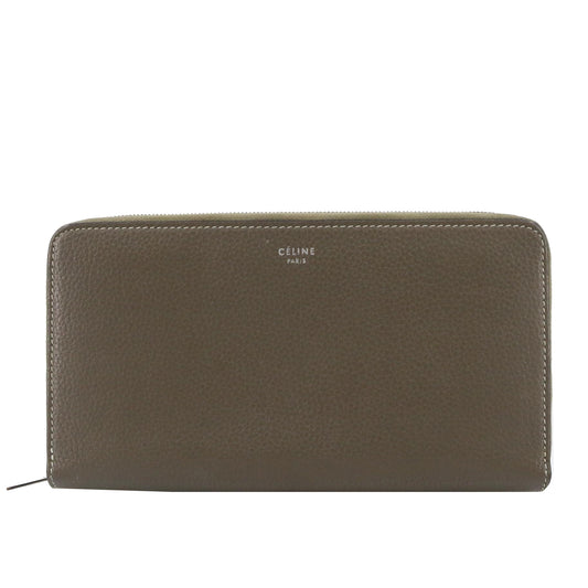 Etoupe Leather Zippy Long Wallet