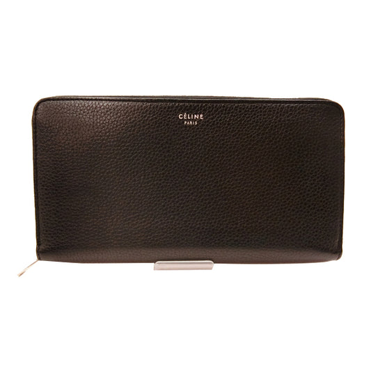 Black Leather Zippy Wallet