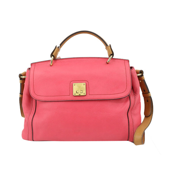 Pink Leather Tote Bag