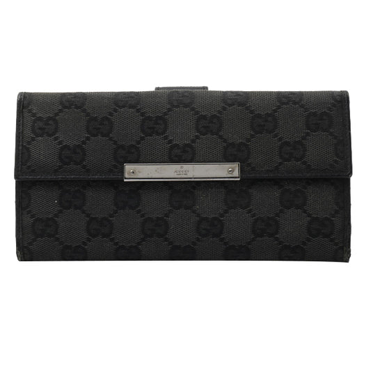 Black GG Canvas Long Wallet