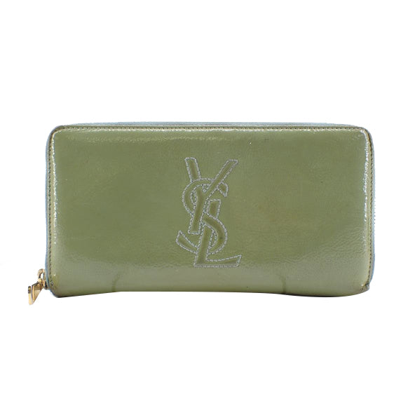 Green Leather Zippy Long Wallet