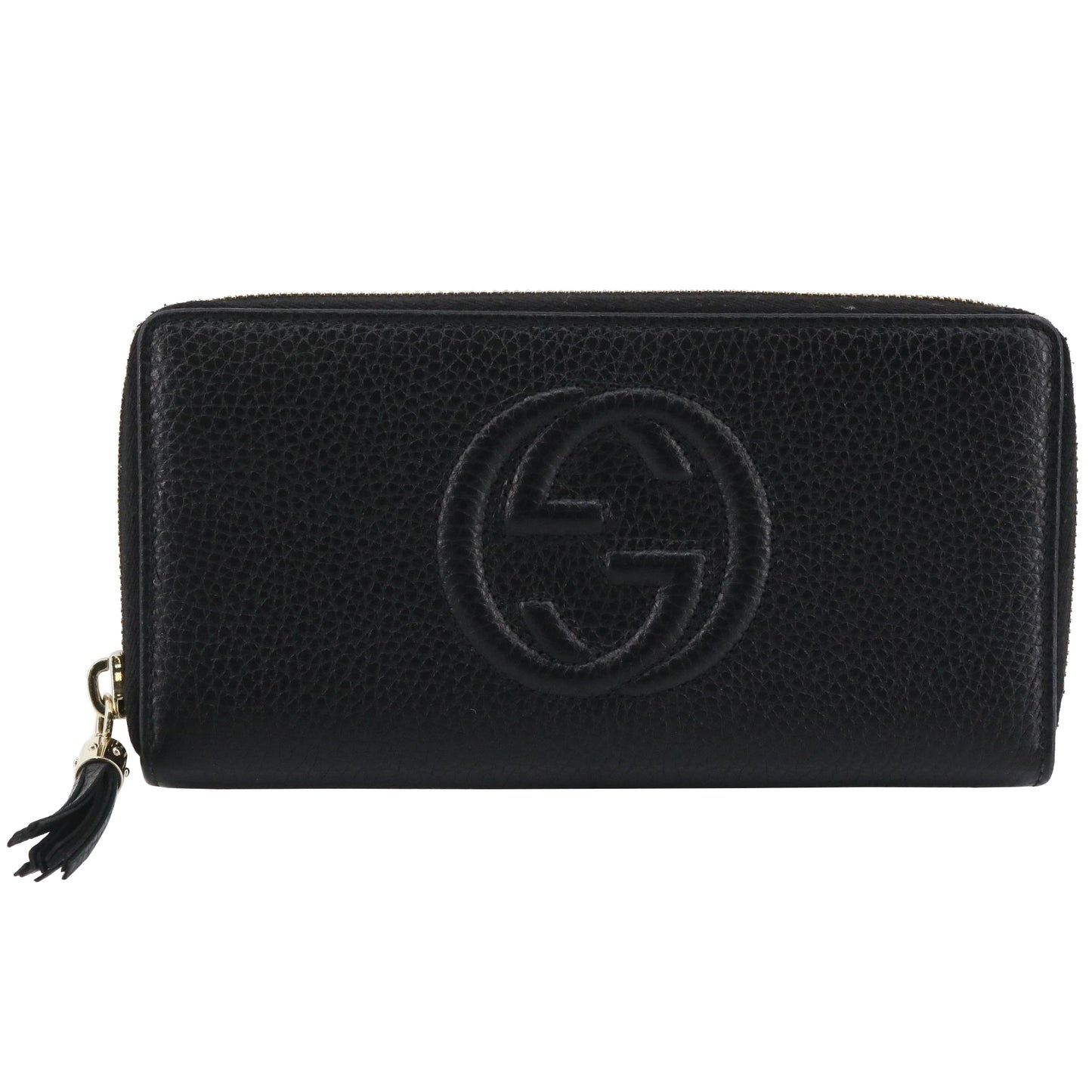 Black Leather Zippy Long Wallet