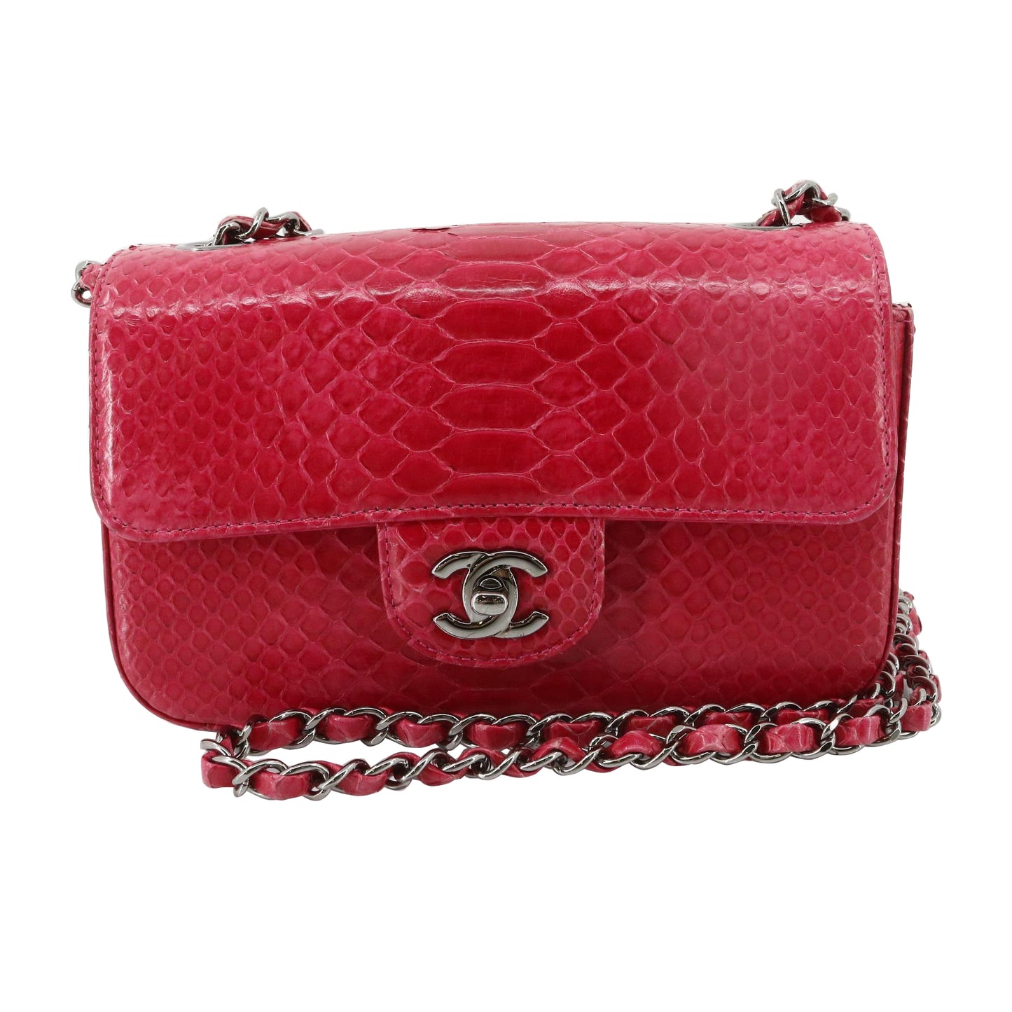 Red Python Leather Shoulder Bag