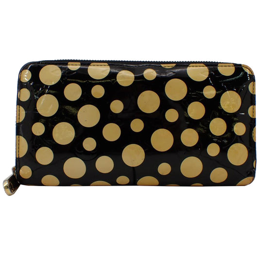 Vernis Black  Kusama Zippy Wallet