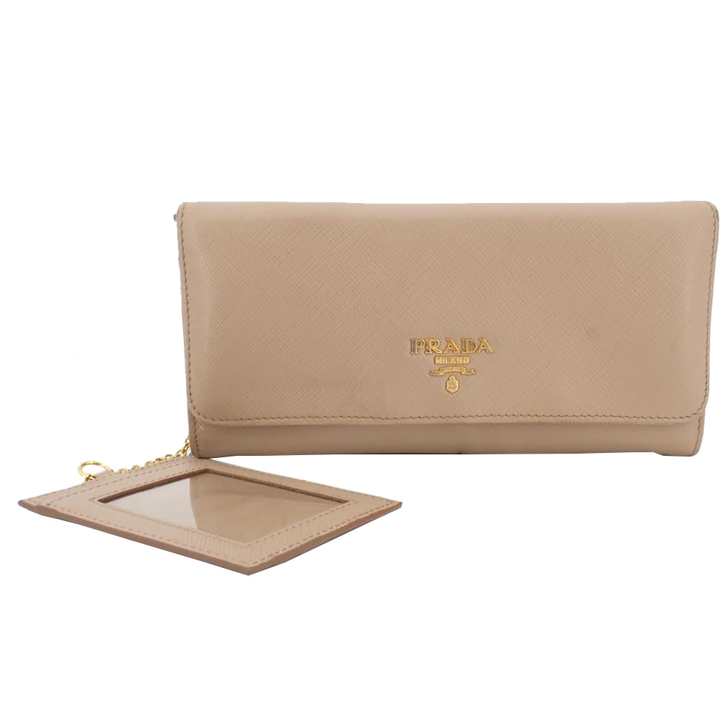 Beige Saffiano Long Wallet