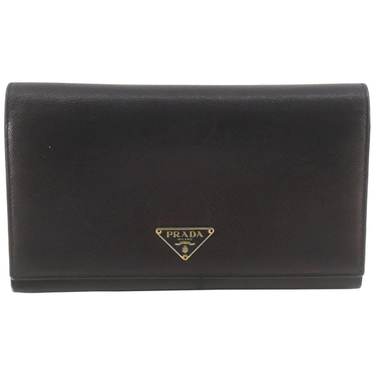 Black Leather Long Wallet