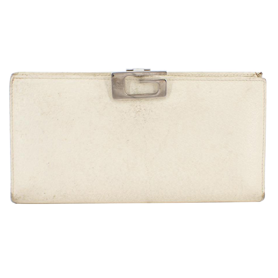 White Leather Long Wallet